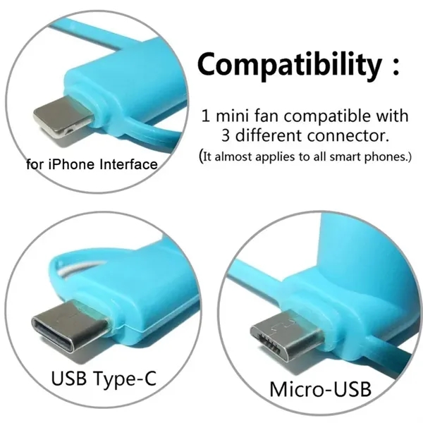 3 In 1 Usb Mini Fan Portable Mobile Phone Cooler - 3 In 1 Usb Mini Fan Portable Mobile Phone Cooler - Image 2 of 3