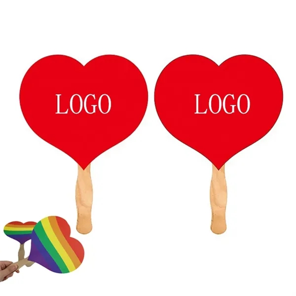 7" Valentine's Day/ LGBTQ Heart-Shaped Hand Fans - 7" Valentine's Day/ LGBTQ Heart-Shaped Hand Fans - Image 0 of 2