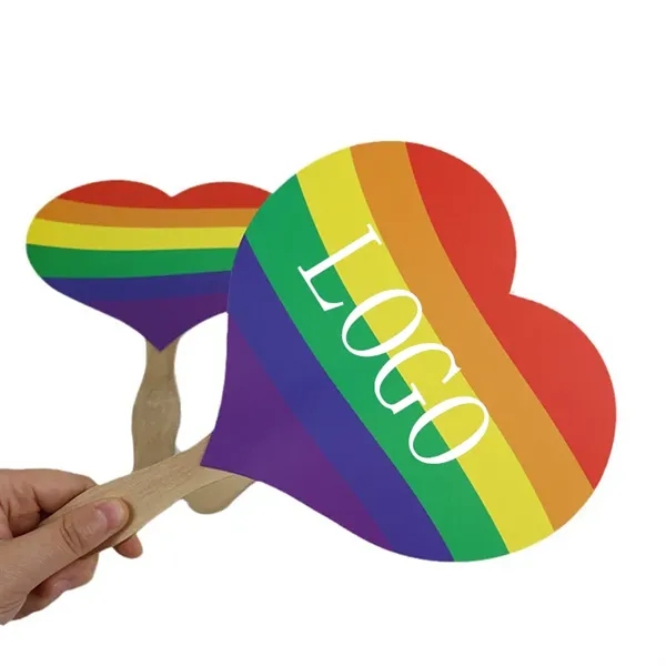7" Valentine's Day/ LGBTQ Heart-Shaped Hand Fans - 7" Valentine's Day/ LGBTQ Heart-Shaped Hand Fans - Image 1 of 2