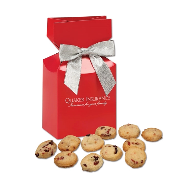 Bite-Sized Cranberry Shortbread Cookies in Red Gift Box