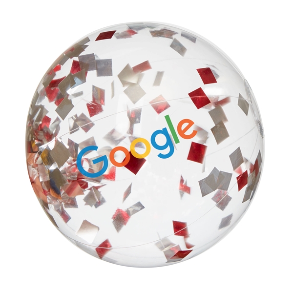 16" Red and White Confetti Beach Ball - 16" Red and White Confetti Beach Ball - Image 3 of 4