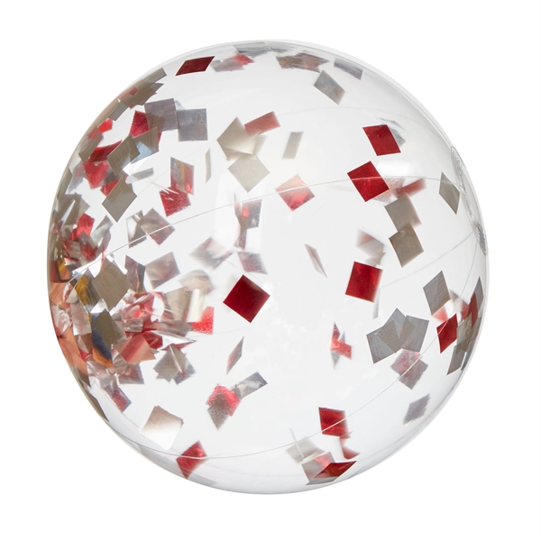 16" Red and White Confetti Beach Ball - 16" Red and White Confetti Beach Ball - Image 2 of 4
