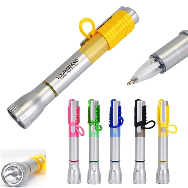 LED Light-Up Black Ink Pen with Necklace - LED Light-Up Black Ink Pen with Necklace - Image 0 of 4