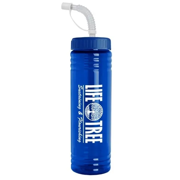 24 oz. Slim Fit UpCycle RPET Bottle with Straw Lid - 24 oz. Slim Fit UpCycle RPET Bottle with Straw Lid - Image 1 of 4