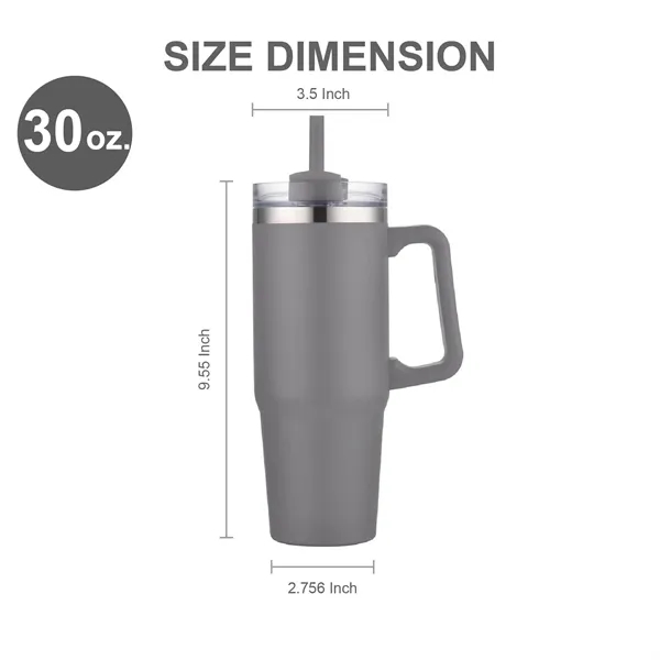 30 oz. Vacuum Stainless Steel Travel Mug w/ Handle & Straw - 30 oz. Vacuum Stainless Steel Travel Mug w/ Handle & Straw - Image 1 of 19