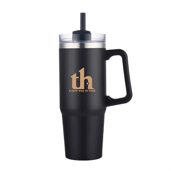 30 oz. Vacuum Stainless Steel Travel Mug w/ Handle & Straw - 30 oz. Vacuum Stainless Steel Travel Mug w/ Handle & Straw - Image 2 of 19