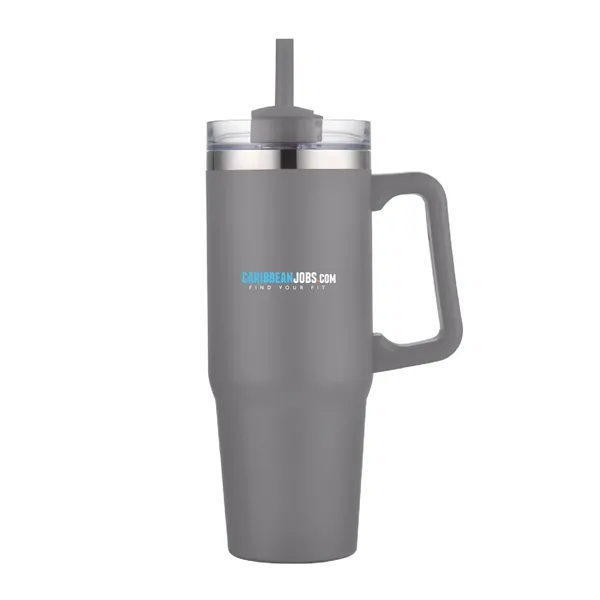 30 oz. Vacuum Stainless Steel Travel Mug w/ Handle & Straw - 30 oz. Vacuum Stainless Steel Travel Mug w/ Handle & Straw - Image 3 of 19