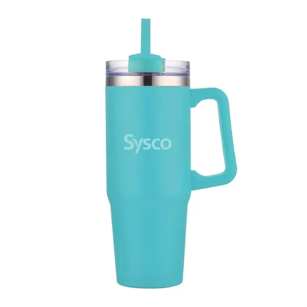 30 oz. Vacuum Stainless Steel Travel Mug w/ Handle & Straw - 30 oz. Vacuum Stainless Steel Travel Mug w/ Handle & Straw - Image 5 of 19