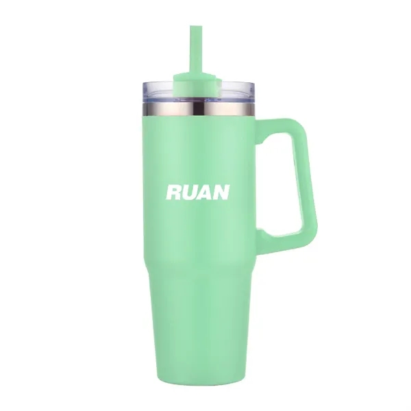 30 oz. Vacuum Stainless Steel Travel Mug w/ Handle & Straw - 30 oz. Vacuum Stainless Steel Travel Mug w/ Handle & Straw - Image 6 of 19