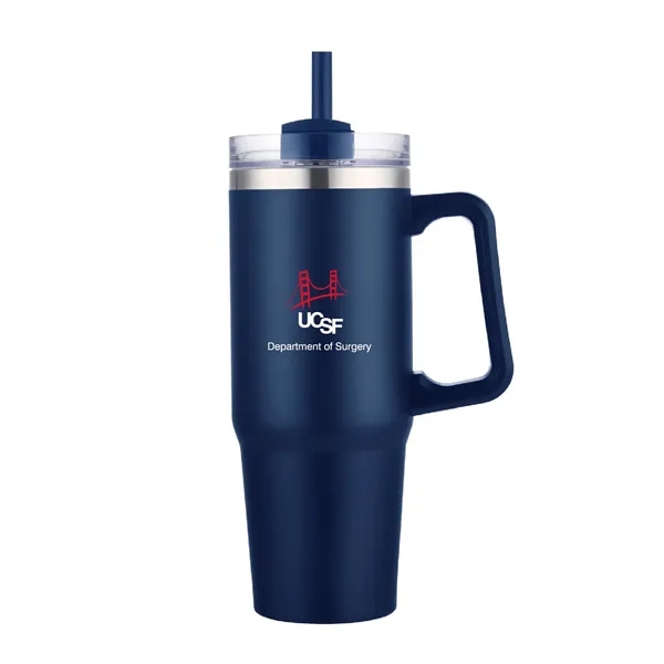 30 oz. Vacuum Stainless Steel Travel Mug w/ Handle & Straw - 30 oz. Vacuum Stainless Steel Travel Mug w/ Handle & Straw - Image 8 of 19