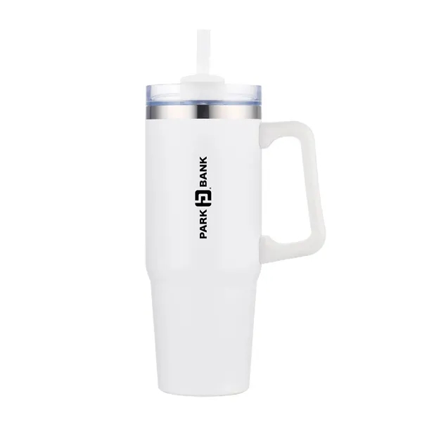 30 oz. Vacuum Stainless Steel Travel Mug w/ Handle & Straw - 30 oz. Vacuum Stainless Steel Travel Mug w/ Handle & Straw - Image 10 of 19