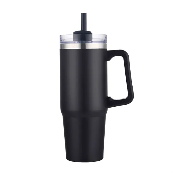30 oz. Vacuum Stainless Steel Travel Mug w/ Handle & Straw - 30 oz. Vacuum Stainless Steel Travel Mug w/ Handle & Straw - Image 11 of 19
