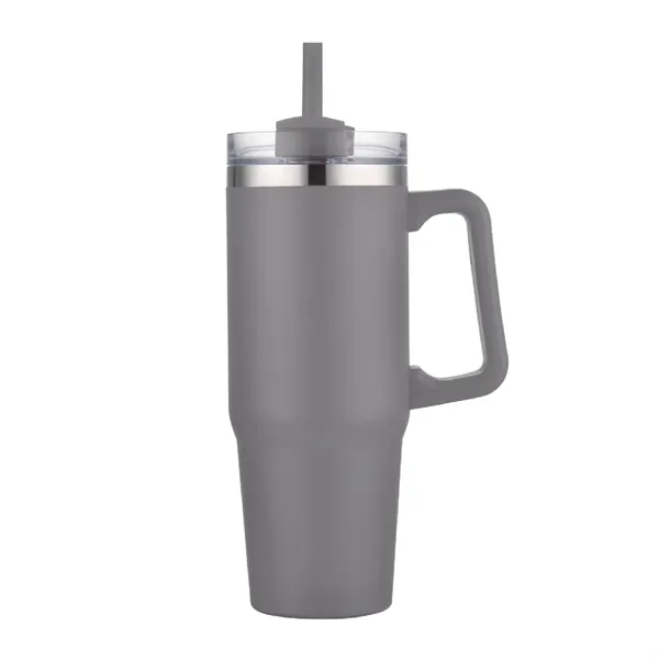 30 oz. Vacuum Stainless Steel Travel Mug w/ Handle & Straw - 30 oz. Vacuum Stainless Steel Travel Mug w/ Handle & Straw - Image 12 of 19