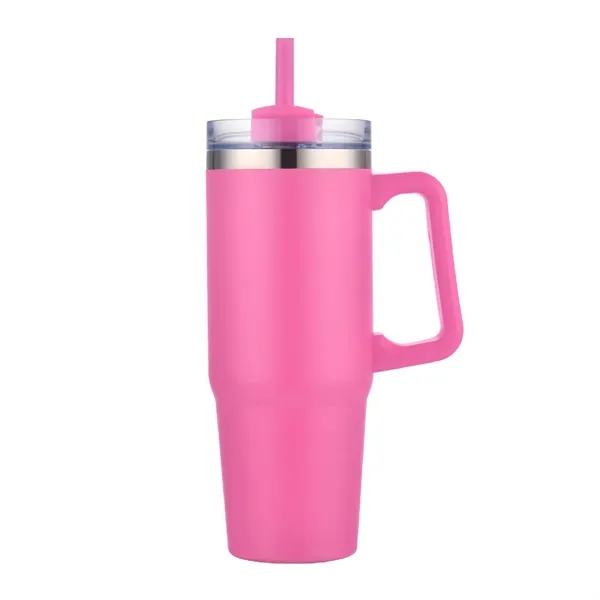 30 oz. Vacuum Stainless Steel Travel Mug w/ Handle & Straw - 30 oz. Vacuum Stainless Steel Travel Mug w/ Handle & Straw - Image 13 of 19