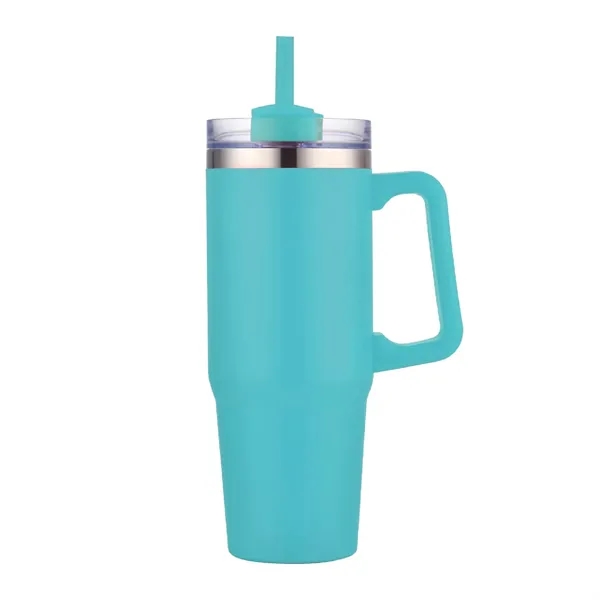 30 oz. Vacuum Stainless Steel Travel Mug w/ Handle & Straw - 30 oz. Vacuum Stainless Steel Travel Mug w/ Handle & Straw - Image 14 of 19