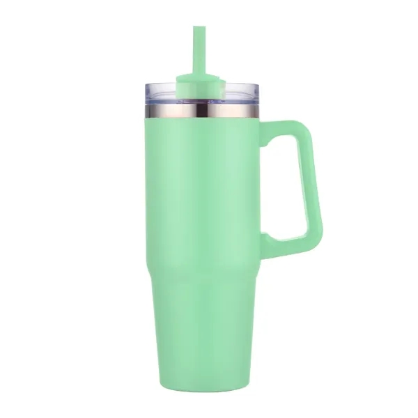 30 oz. Vacuum Stainless Steel Travel Mug w/ Handle & Straw - 30 oz. Vacuum Stainless Steel Travel Mug w/ Handle & Straw - Image 15 of 19
