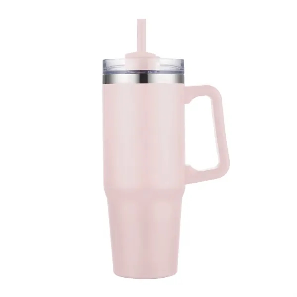30 oz. Vacuum Stainless Steel Travel Mug w/ Handle & Straw - 30 oz. Vacuum Stainless Steel Travel Mug w/ Handle & Straw - Image 16 of 19
