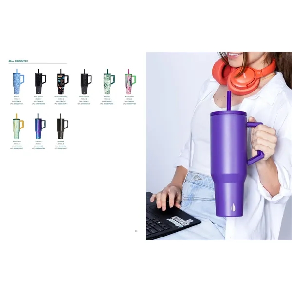 Elemental® 40oz Commuter Tumbler With Handle and Straws - Elemental® 40oz Commuter Tumbler With Handle and Straws - Image 2 of 41