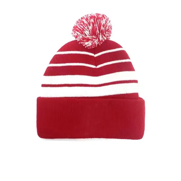 Jacquard Knit Beanie With Pom - Jacquard Knit Beanie With Pom - Image 1 of 2