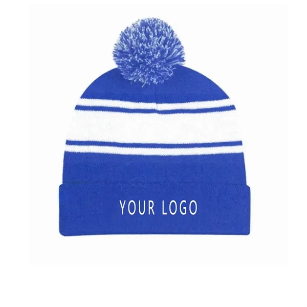 Jacquard Knit Beanie With Pom - Jacquard Knit Beanie With Pom - Image 2 of 2