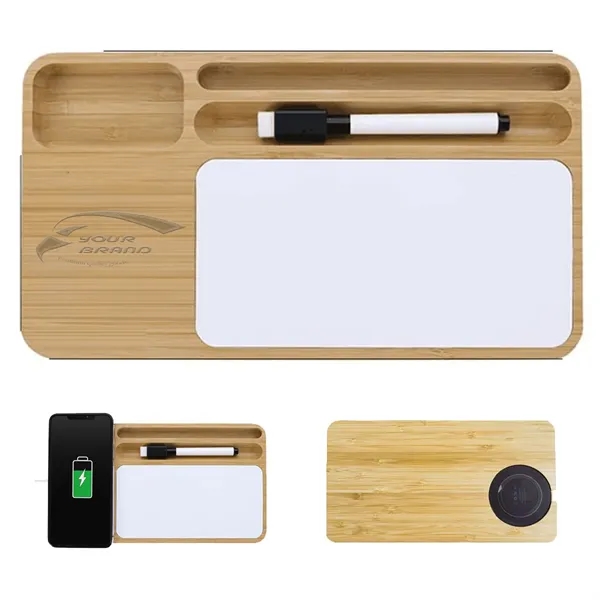 15W Bamboo Wooden Wireless Charger Storage W/ Writing Board - 15W Bamboo Wooden Wireless Charger Storage W/ Writing Board - Image 0 of 4