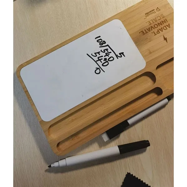 15W Bamboo Wooden Wireless Charger Storage W/ Writing Board - 15W Bamboo Wooden Wireless Charger Storage W/ Writing Board - Image 3 of 4