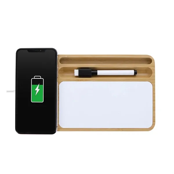 15W Bamboo Wooden Wireless Charger Storage W/ Writing Board - 15W Bamboo Wooden Wireless Charger Storage W/ Writing Board - Image 4 of 4