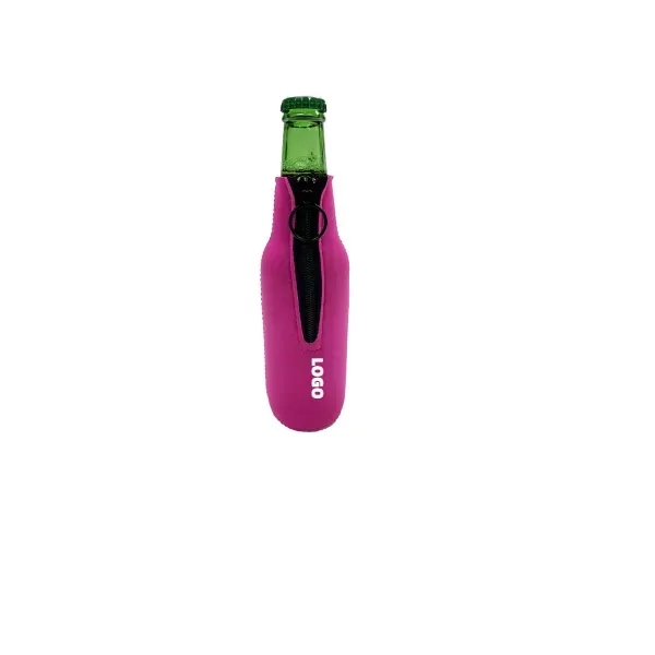 Customized Ring Zipper Collapsible Neoprene Bottle Cooler - Customized Ring Zipper Collapsible Neoprene Bottle Cooler - Image 1 of 5