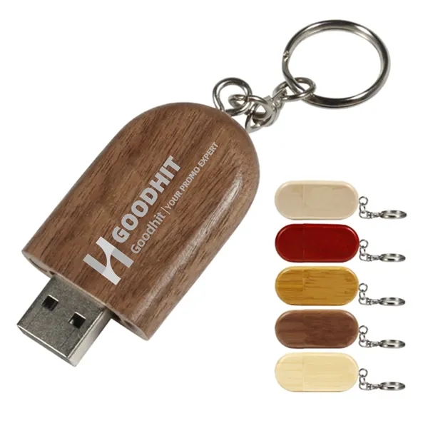 8GB Wooden Flash Drive with Key Chain - 8GB Wooden Flash Drive with Key Chain - Image 0 of 3