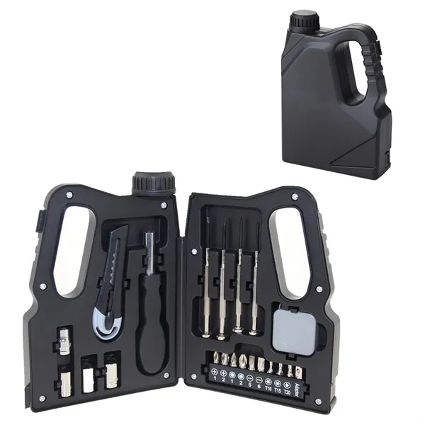 Promotional Oil Bottle Shaped Booster Tool Kit (21pcs) - Promotional Oil Bottle Shaped Booster Tool Kit (21pcs) - Image 1 of 2