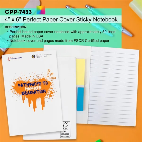 4" X 6" Perfect Paper Cover Sticky Note Book - 4" X 6" Perfect Paper Cover Sticky Note Book - Image 2 of 3
