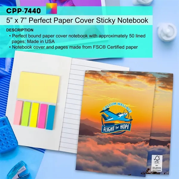 5" x 7" Perfect Paper Cover Sticky Notebook - 5" x 7" Perfect Paper Cover Sticky Notebook - Image 2 of 3