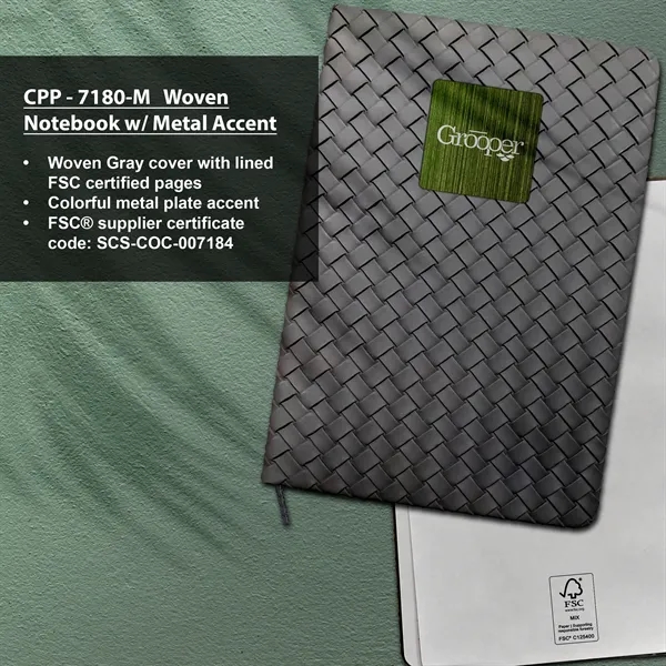 Woven Notebook with Metal Accent - Woven Notebook with Metal Accent - Image 12 of 13