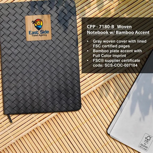 Woven Notebook with Bamboo Accent - Woven Notebook with Bamboo Accent - Image 4 of 5