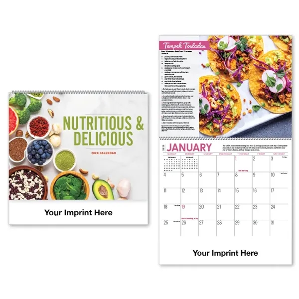 2026 Nutritious and Delicious Recipe Spiral Bound Calendar - 2026 Nutritious and Delicious Recipe Spiral Bound Calendar - Image 0 of 3