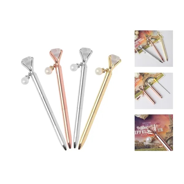 Diamond Ballpoint Pen with Pearl Pendant - Diamond Ballpoint Pen with Pearl Pendant - Image 1 of 1