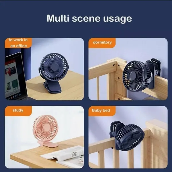 4 Inch USB Rechargeable Clip On Fan - 4 Inch USB Rechargeable Clip On Fan - Image 1 of 4
