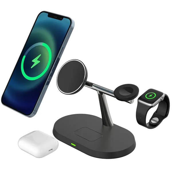 3-in-1 Magnetic Wireless Charging Stand - 3-in-1 Magnetic Wireless Charging Stand - Image 0 of 5