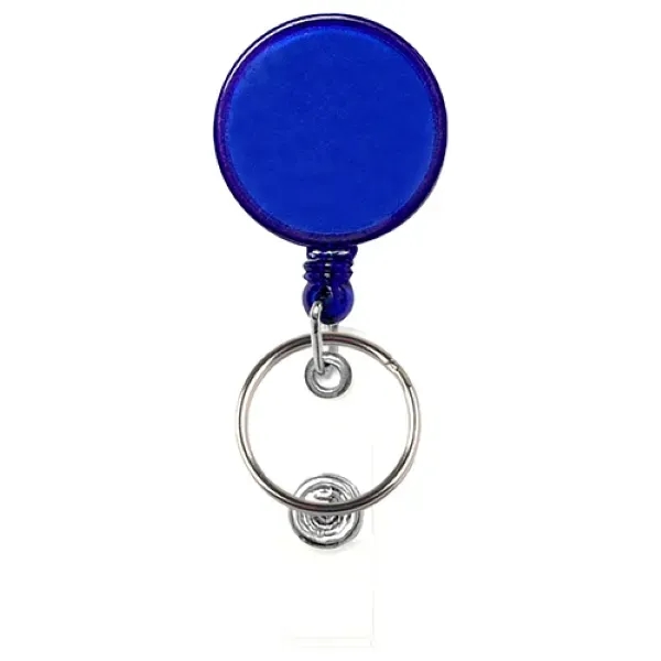 Round retractable badge holder w/ combo key ring & belt clip - Round retractable badge holder w/ combo key ring & belt clip - Image 1 of 4