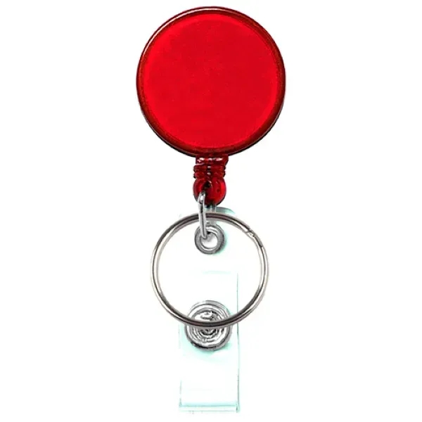 Round retractable badge holder w/ combo key ring & belt clip - Round retractable badge holder w/ combo key ring & belt clip - Image 3 of 4