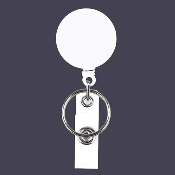 Round retractable badge holder w/ combo key ring & belt clip - Round retractable badge holder w/ combo key ring & belt clip - Image 4 of 4