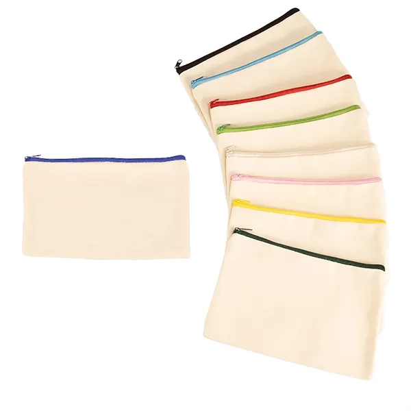 Cotton Canvas Zipper Cosmetic Bag - Cotton Canvas Zipper Cosmetic Bag - Image 1 of 2