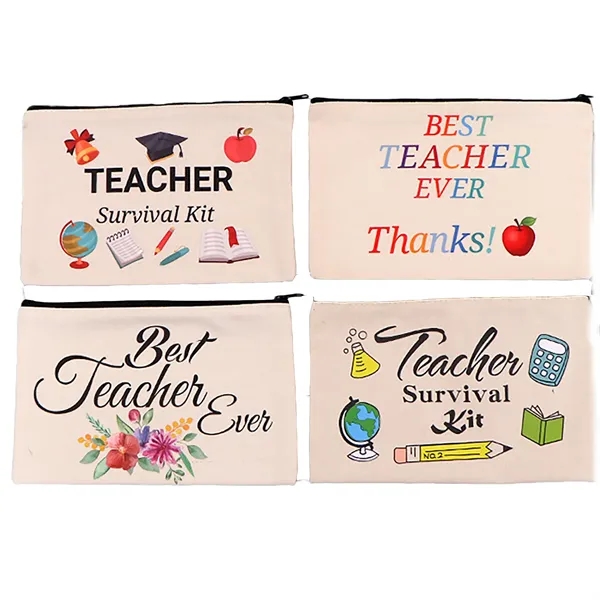 Cotton Canvas Zipper Cosmetic Bag - Cotton Canvas Zipper Cosmetic Bag - Image 2 of 2