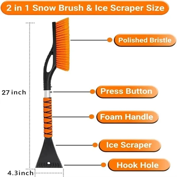 27" Aluminum Snow Brush with Ice Scrapers - 27" Aluminum Snow Brush with Ice Scrapers - Image 2 of 2