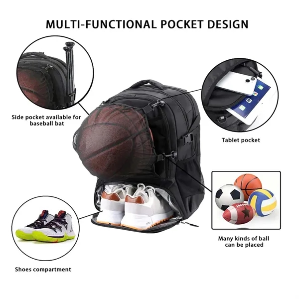 Waterproof Durable Sports Backpack with Multi Compartments - Waterproof Durable Sports Backpack with Multi Compartments - Image 3 of 3