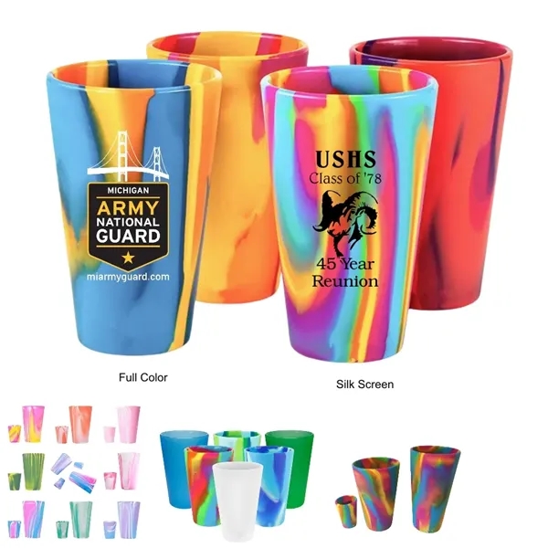 16 oz Hippie Hops Marble Pattern Silicone Pint Glasses Cup - 16 oz Hippie Hops Marble Pattern Silicone Pint Glasses Cup - Image 0 of 11