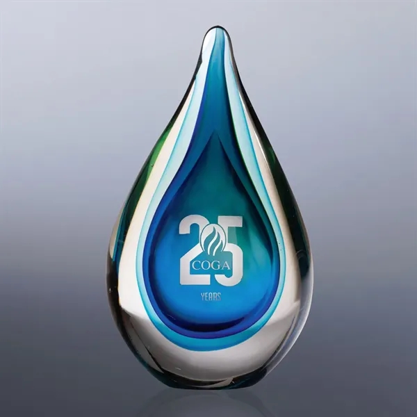 Custom Fusion Art Glass Award w/ Blue Base