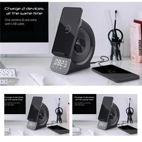 Bluetooth Speaker Clock With Wireless Charging - Bluetooth Speaker Clock With Wireless Charging - Image 0 of 0
