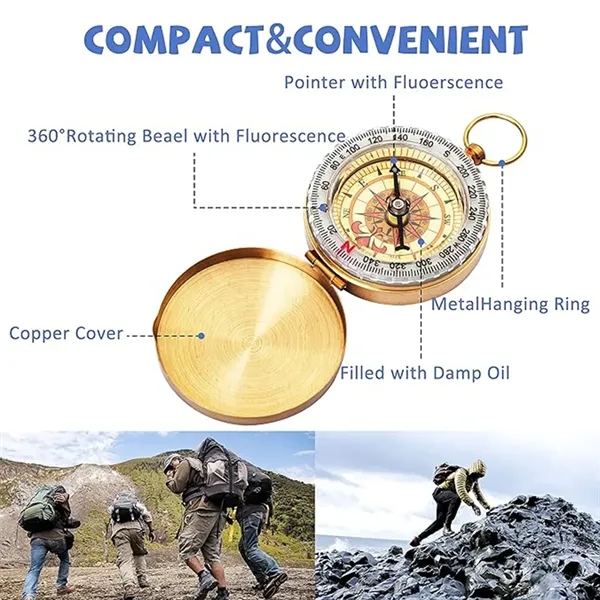 Outdoor Mountaineering Copper G50 Pocket Watch Compass - Outdoor Mountaineering Copper G50 Pocket Watch Compass - Image 2 of 4