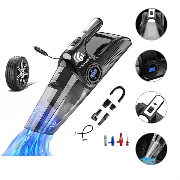 4in1portable air pump tire pressure gauge car vacuum cleaner - 4in1portable air pump tire pressure gauge car vacuum cleaner - Image 0 of 4